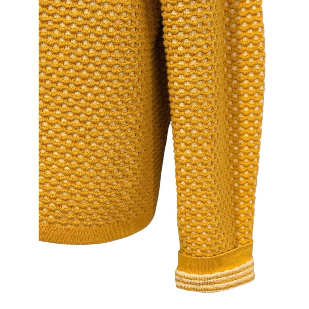 Monoprix Femme France Women Sweater L Honeycomb Full Zip Mustard - Picture 6 of 9